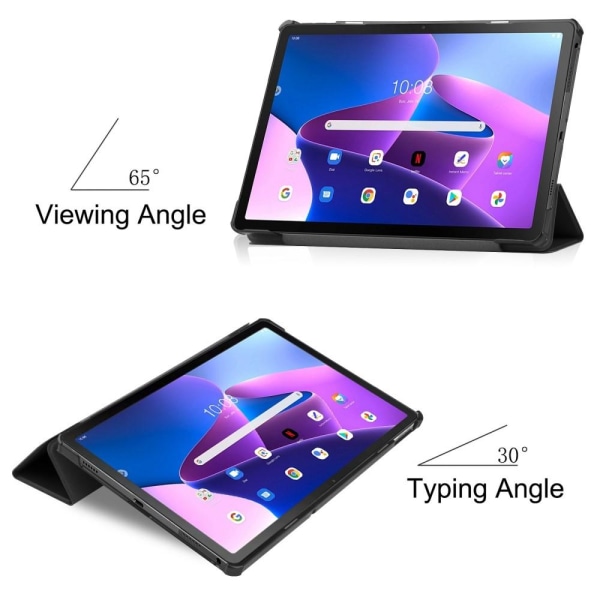 Til Lenovo Tab M10 Plus (Gen 3) Trifoldet Stativdæksel - Sort Black