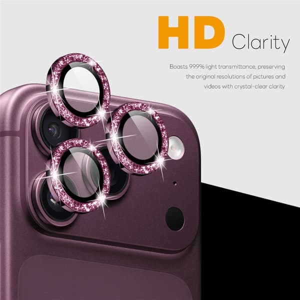 NORTHJO Glitter kameran linssuoja iPhone 18 Pro / 18 Pro Max puhelimelle Purple