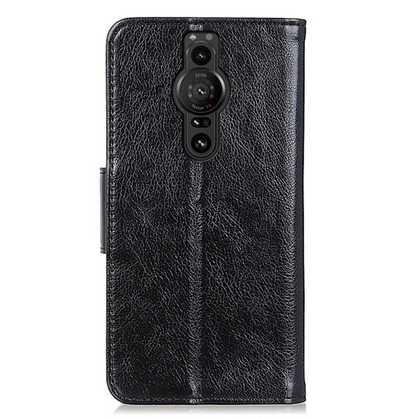 Textured Split Wallet Case to Sony Xperia Pro-I - Black Black