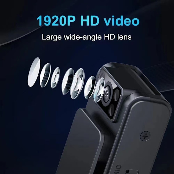 L8+ WiFi HD 1080P Minikameran takaklipsi Bodycam-äänitallennin Black