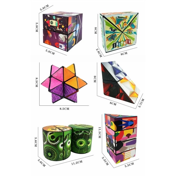 Fidget 3D Magic Cube Transformert Puslespill - Mekanisk Multicolor