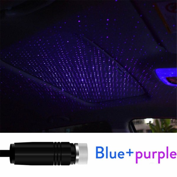 USB Lampa bil sovrum tak Projektor Star Light - Blå/Lila Ljus Blå