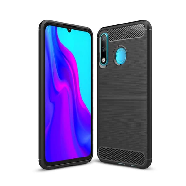 Carbon Fiber Texture Brushed TPU Shell Huawei P30 Lite - Musta Black