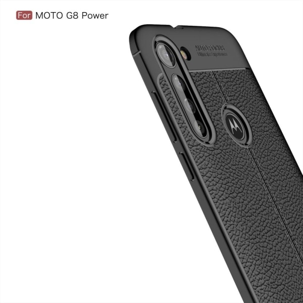 Litchi Texture -pehmeä TPU- case Motorola Moto G8 Power -puhelimelle - musta Black