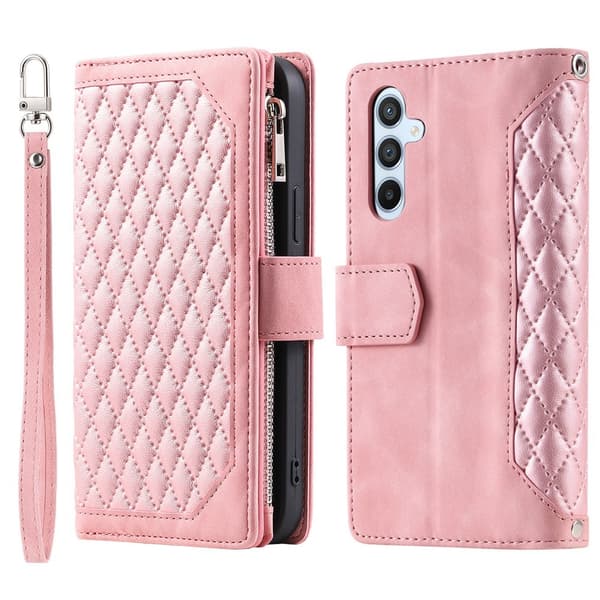 Rhombus-deksel med sømlinjer for Samsung Galaxy A37 5G rosa