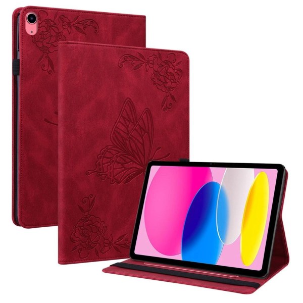 Apple iPad 10.9 2022 Vikbart fodral korthållare Fjäril - Röd Röd