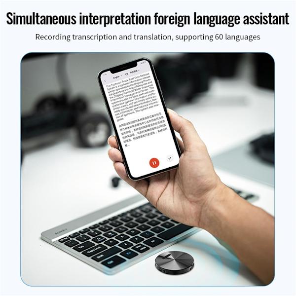 Diktafon 256 GB App-styret AI-stemmeoptager ChatGPT-transskriptionsoversætter Black