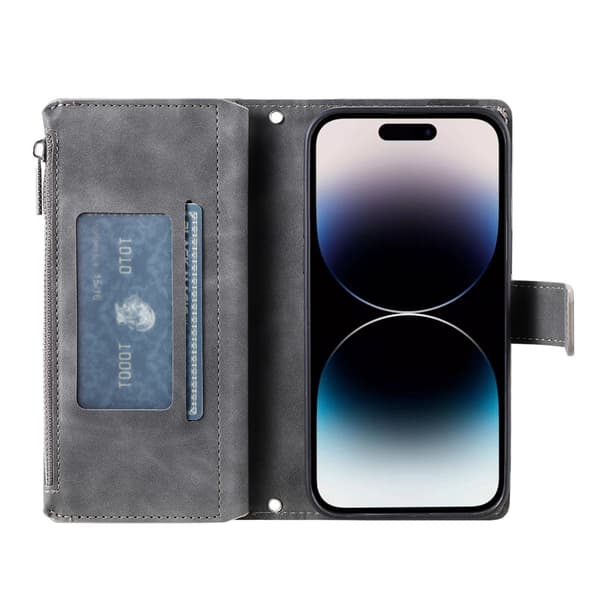 Pungetui kompatibelt med iPhone 17 Pro cover etui mandala blomstermønster - Grå Grey