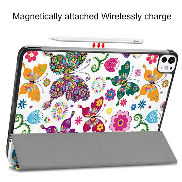 Til iPad Pro 11 (2024) Etui Tre-fold Stativ Tablet Cover - Butterflies Multicolor