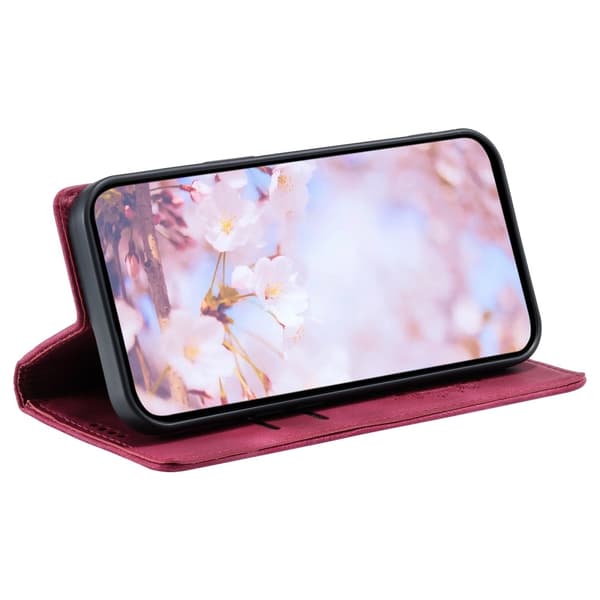 For Samsung Galaxy S25 Lommebok Deksel Shell Mandala Blomstermønster Red