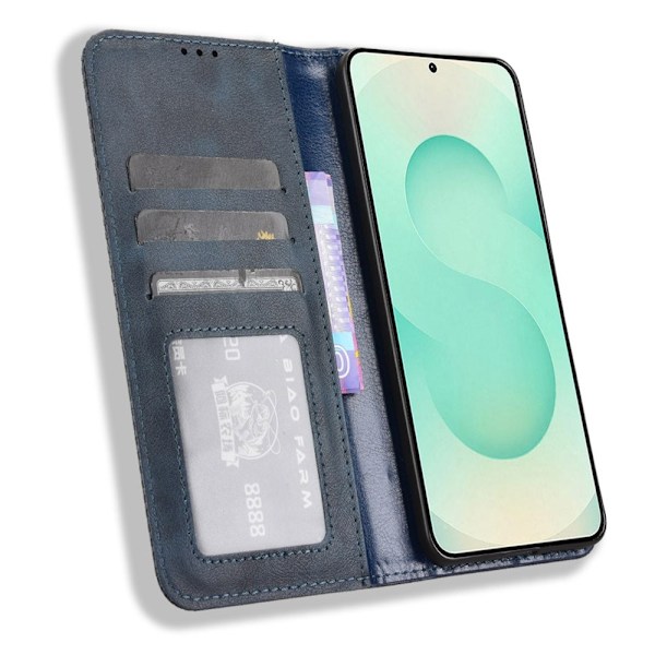 För Samsung Galaxy S25 Edge Plånboksfodral Exklusivt Blå