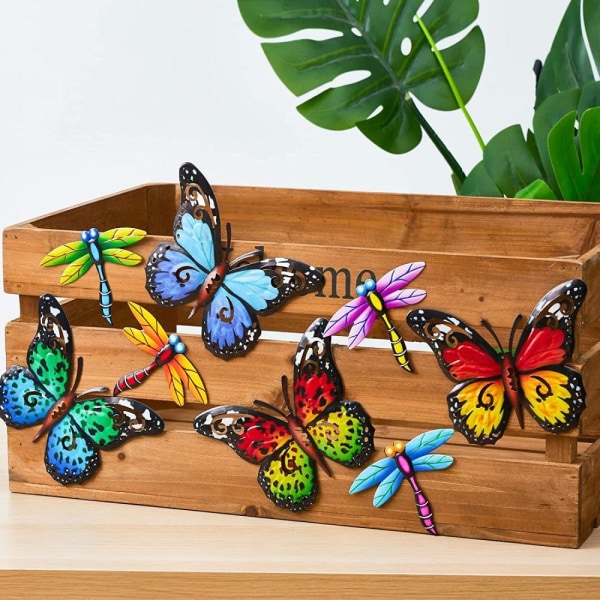 Art 3D Butterfly Seinään ripustettava sisustus Puutarhapihan kotikoriste - punainen- Red