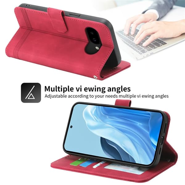 DIERFENG Til Google Pixel 10a Pungcover med Stander og Håndledsrem Red