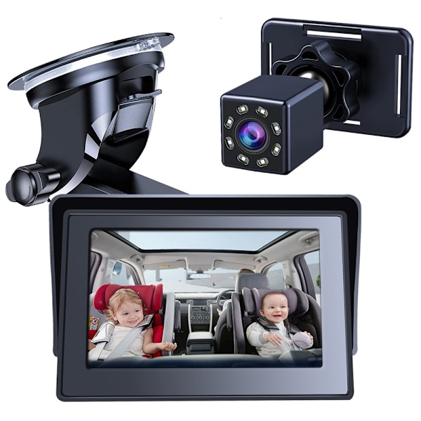 360 graders roterbart 4,3" nattesyn Bil Baby Monitor kamera til sikker kørsel Black
