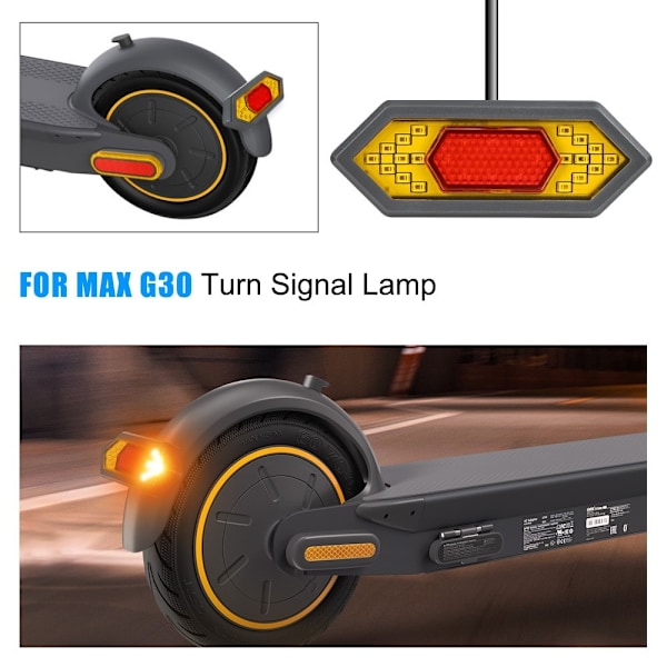 Baklys med blinklys for Ninebot Max G30 LED Scooter Baklys Red