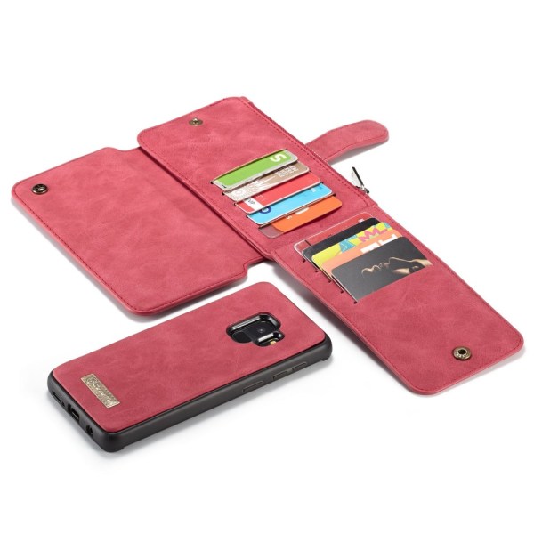 CASEME Samsung Galaxy S9 Retro läder plånboksfodral - Röd Röd