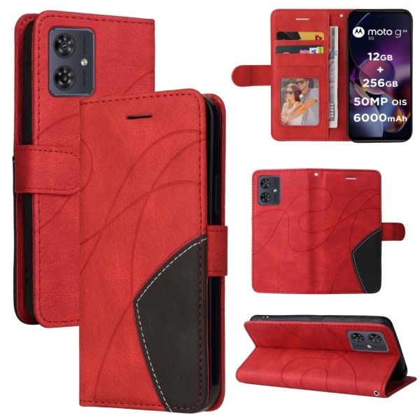 Til Motorola Moto G54 KT-serie-1 dobbeltfarve Red