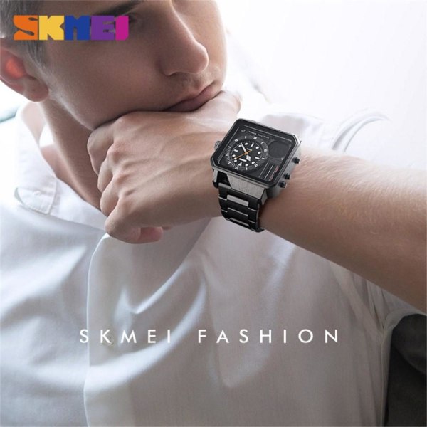 SKMEI Dual Display Sport Watch Sekuntikellohälytys Digitaalinen Black
