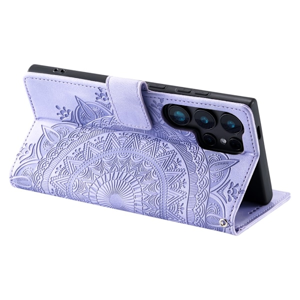 Til Samsung Galaxy S25 Ultra tegnebogscover Cover Shell Mandala Blomstermønster Purple