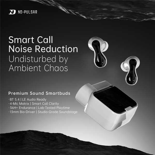 Pulsar Bluetooth-headset dynamiske driver-øretelefoner med 4 mikrofoner – hvit White