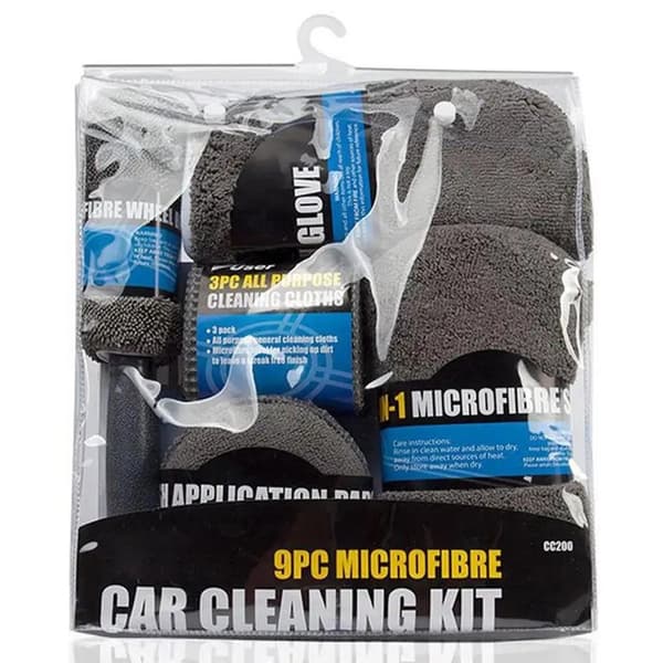 9 dele bilvask rengøringsværktøj svamp mikrofiber håndklæde børste handske Grey