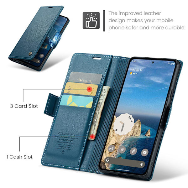 CASEME För Google Pixel 10a RFID Blockerande Plånboksfodral - Blå Blå