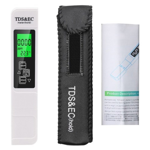 3-in-1-ilmaisintesti vedenlaadulle LCD TDS EC TEMP -testikynä Lämpötila White