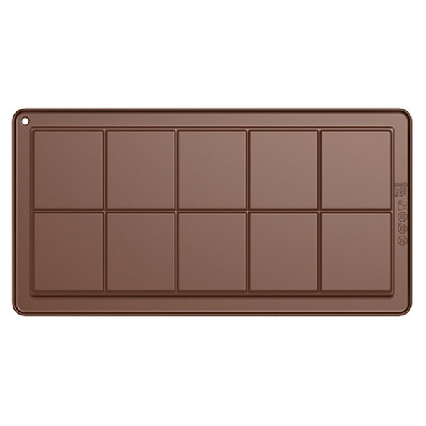 Rektangulær sjokoladeform bakeform med 10 hulrom i silikon Brown