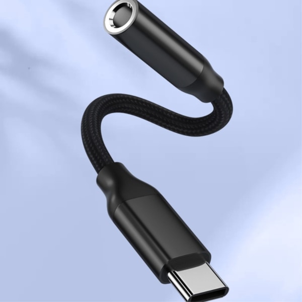 för t.ex iPhone 15 USB-C hane till 3,5mm hona AUX hörlursadapter Svart