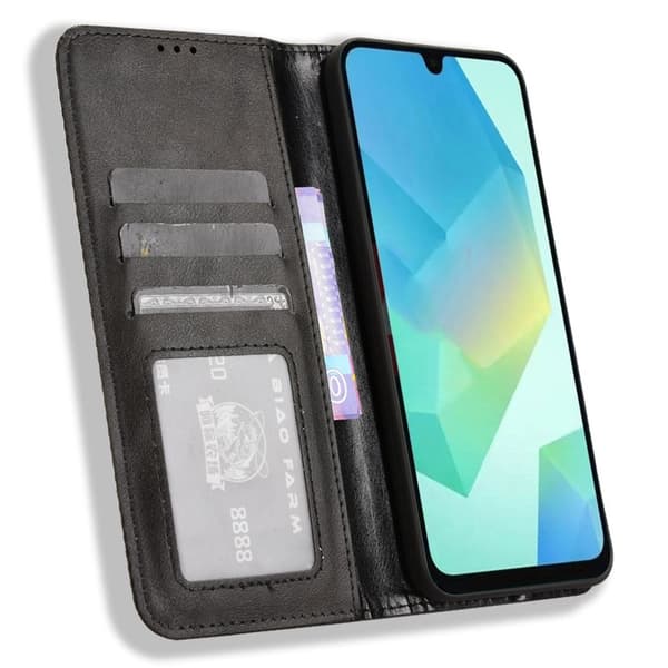 Wallet Stand Flip - telefonetui til Samsung Galaxy A16 5G / A16 4G - Sort Black
