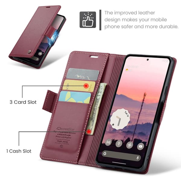 CASEME Til Google Pixel 10a RFID Blokerende Pungcover Red