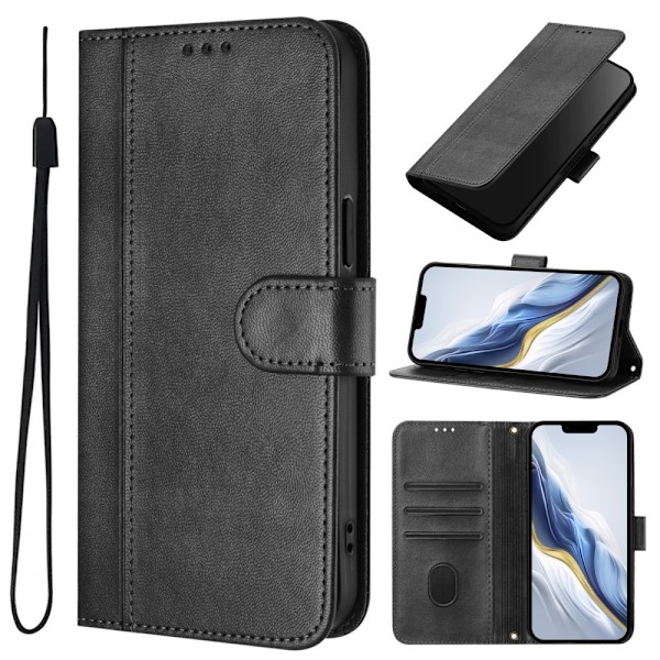 Til Motorola Edge 60 5G / 60 Fusion 5G Etui Pung Stand Retrostruktur Black