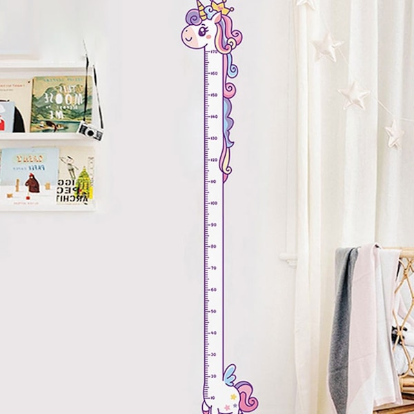 Mäta Växande Längd Väggdekal Tillväxt Diagram Väggdekal - Rainbow Horse multifärg