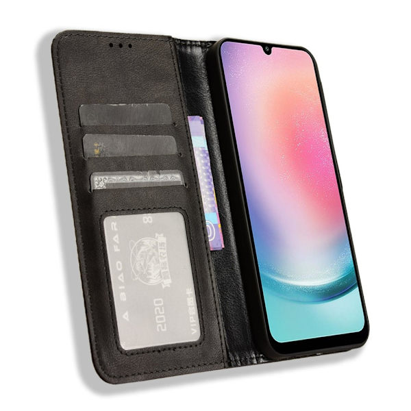 Wallet Stand Flip-telefonetui til Samsung Galaxy A25 - Sort Black