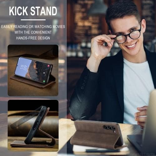 CASEME Retro tegnebog taske til Samsung Galaxy S23 - Kaffe Brown