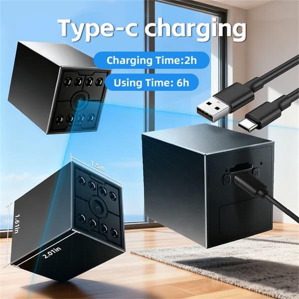 WiFi HD Mini Nattsynskamera Fjernovervåking Bevegelsesdeteksjon Sikkerhetskamera Black