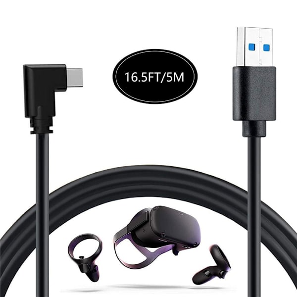 Oculus Quest VR - koblingskabel USB3.0 til Type - C datakabel 5m Black
