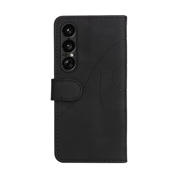 Til Sony Xperia 1 VII KT-serie-1 dobbeltfarve tegnebog Black