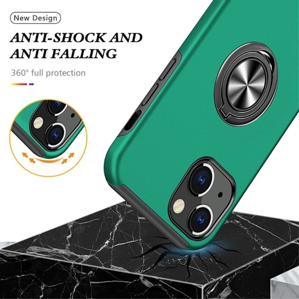 iPhone 14 Hybrid skal med Finger Ring - Grön Grön