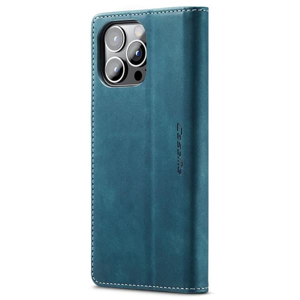 CASEME Retro lompakkokotelo iPhone 15 Prolle - Sininen Blue