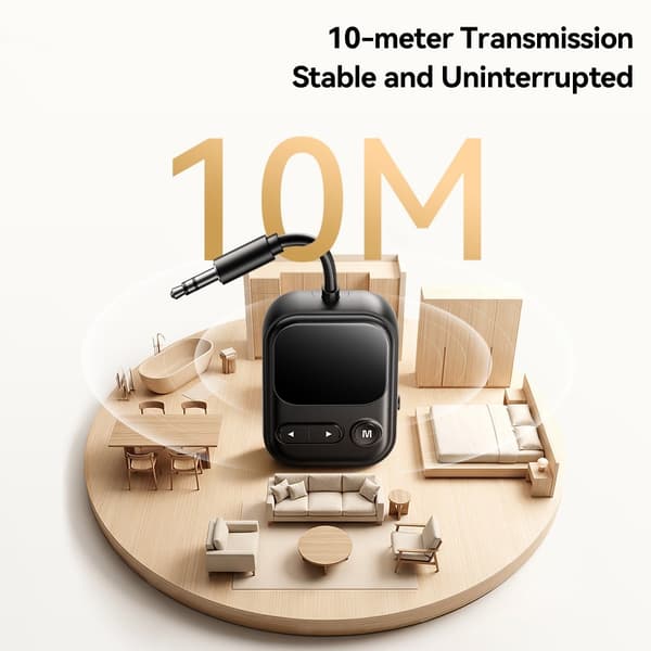 2-i-1 Bluetooth-kompatibel AUX-lydadapter (RX/TX) med LCD-display til bil højttalere Black
