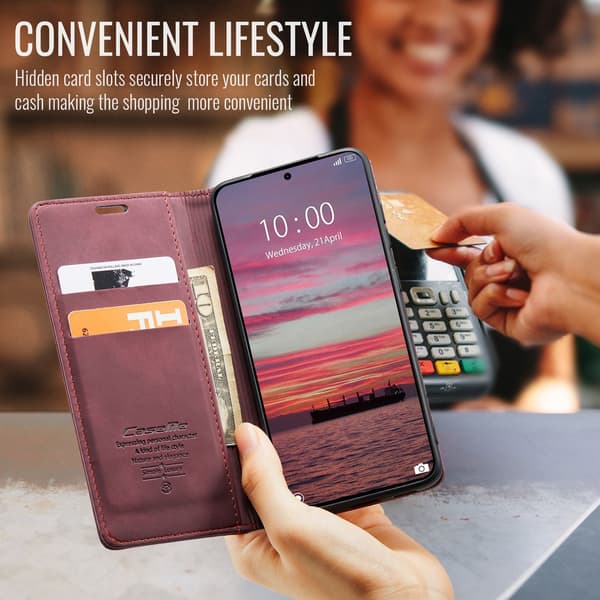 CASEME Retro Lompakkokotelo Xiaomi 15T - Punainen Red