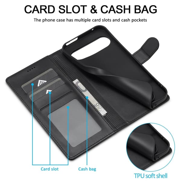LC.IMEEKE Google Pixel 10 Pro / 10 / 9 Pro / 9 -kotelo, jalustapuhelinkotelo Black