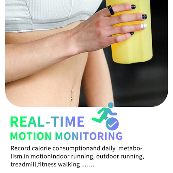 Multifunksjons Smart Ring Helse Tracker Søvn Hjertefrekvens Blod Oksygen Overvåking 18# Black