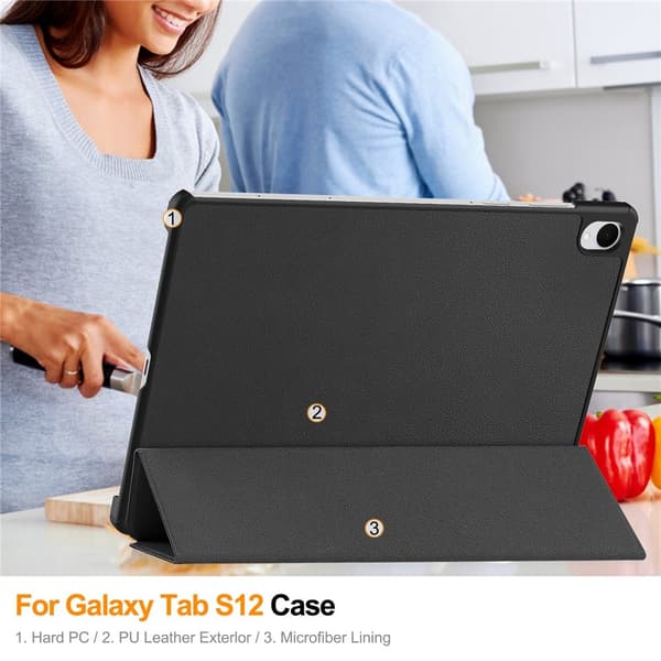 Surfplattefodral med stöd till Samsung Galaxy Tab S12+ Svart