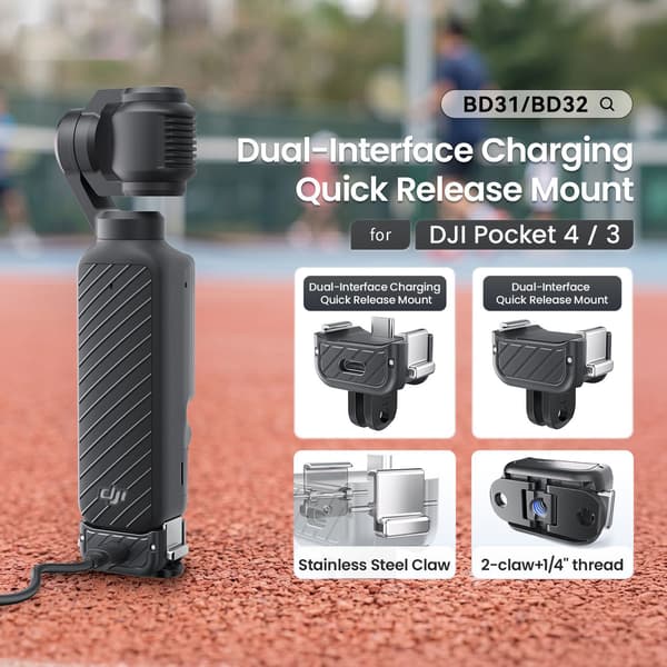 Dobbel ladestasjon for DJI Osmo Pocket 4 / 3 – magnetisk hurtigfeste Black