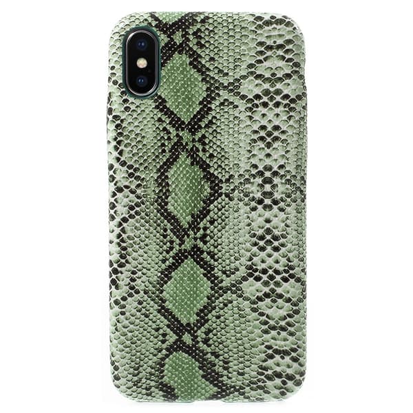 Snake Texture PU Leather Coated Mobile Casing iPhone X/10 5.8 Inch - Vihreä Gold
