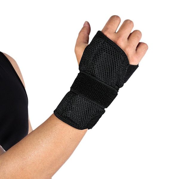 armband handledsstöd aluminiumplatta för karpaltunnel artrit - vänster hand Svart