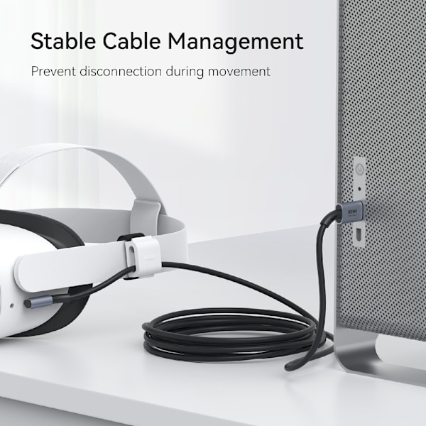 5m ladekabel for Meta Quest 3 3S PICO 4, 5Gbps hodeset tdataoverføring Black