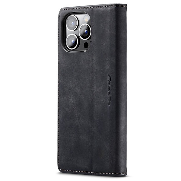 CASEME Retro tegnebog taske til iPhone 15 Pro Max - Sort Black